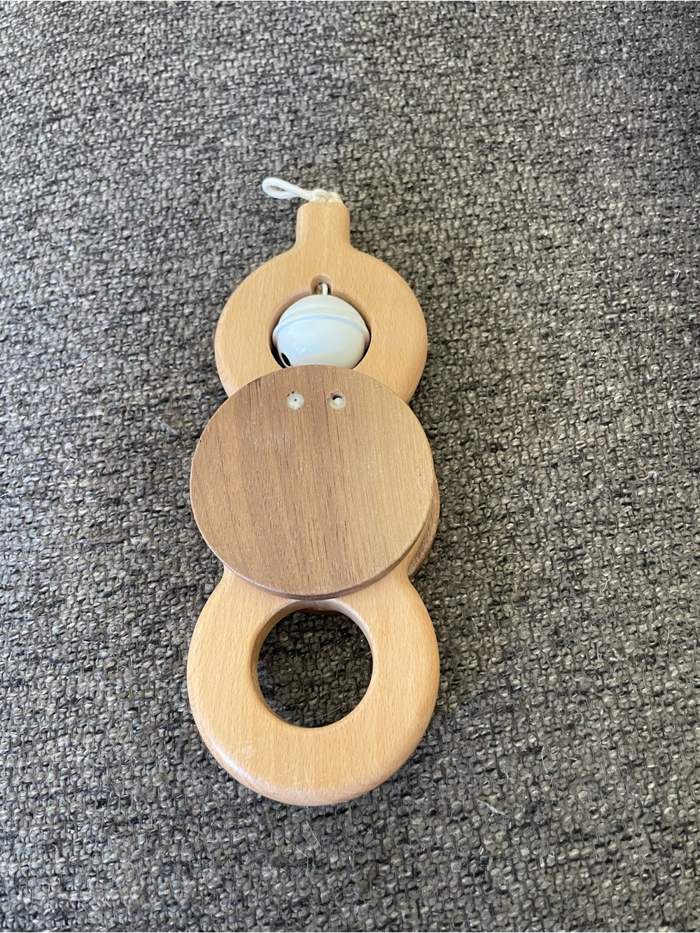 Wooden Rattle Teether Toy - Natural Wood Color